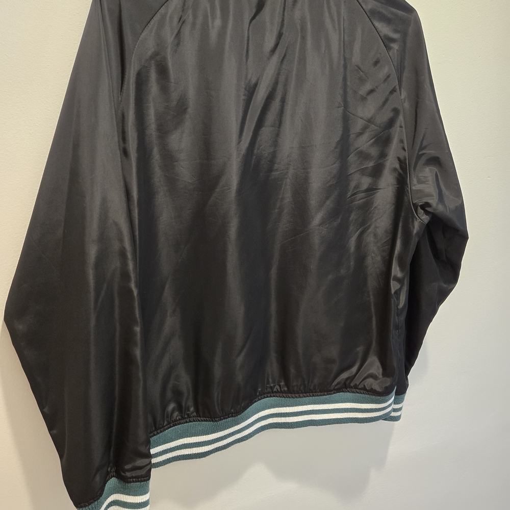 Sovereign Code Black Varsity Jacket With Green St… - image 3